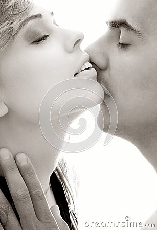 Monochrome gentle kiss Stock Photo