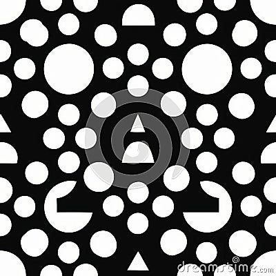 Monochrome geometric pattern with circles and triangles creating abstract symmetry Stock Photo