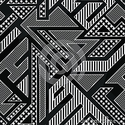 Monochrome geometric seamless pattern Vector Illustration