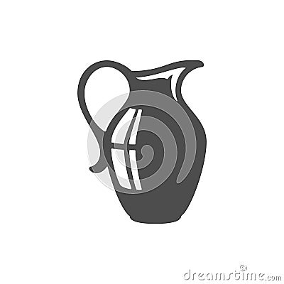 Monochrome glossy jug black vintage silhouette icon vector dairy milk water drink beverage Vector Illustration