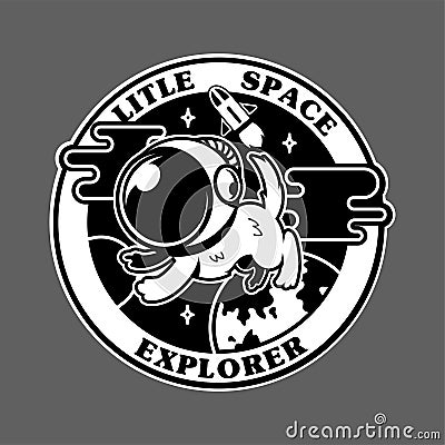 Cute dog in space suit in Space Vector Illustration