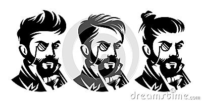 Set barbershop victorian hairstyle, haircut illustration Vector Illustration