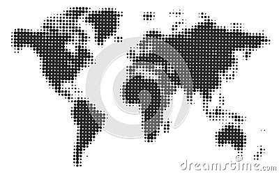 Monochrome halftone world map, vector illustration Vector Illustration