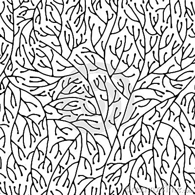 Monochrome hand-drawn natural themed seamless pattern vector Vector Illustration