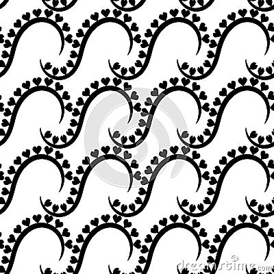 Monochrome Heart Waves Seamless Pattern Stock Photo