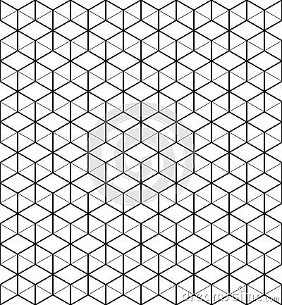 Monochrome Hexagon Background. Seamless Line Pattern Vector Illustration