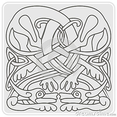 Monochrome icon with celtic art and ethnic ornaments Vector Illustration