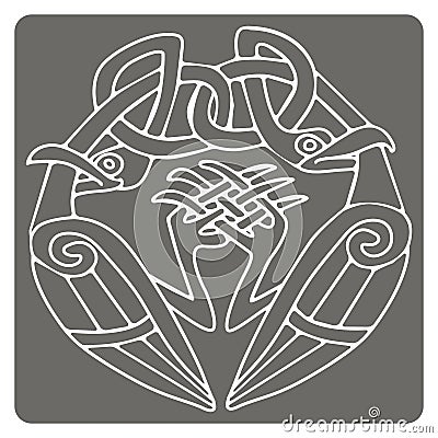 Monochrome icon with celtic art and ethnic ornaments Vector Illustration