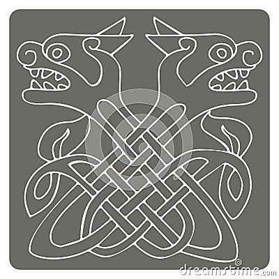 Monochrome icon with Celtic art and ethnic ornaments Vector Illustration