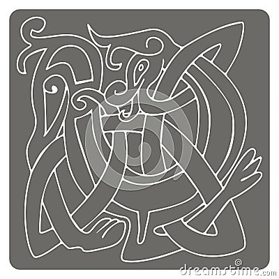 Monochrome icon with Celtic art and ethnic ornaments Vector Illustration