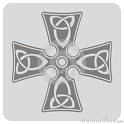 Monochrome icon with cross and ethnic celtic ornaments Vector Illustration