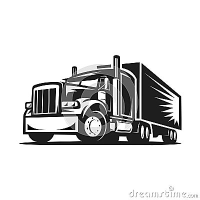 Semi truck 18 wheeler with trailer side view vector image isolated Vector Illustration