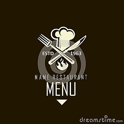 Crossed knife, fork and chef hat Vector Illustration