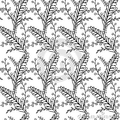 Monochrome leaves seamless pattern art design element stock vector illustration Vector Illustration