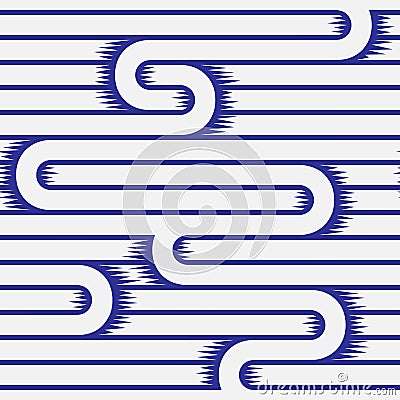 Monochrome line texture white and blue seamless pattern. Vector Vector Illustration