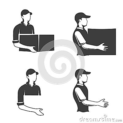 Monochrome logo of a postman or longshoreman Vector Illustration