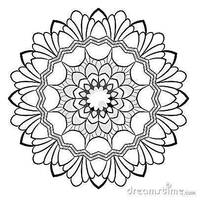 Monochrome mandala for color book. A pattern in the circle. Illu Vector Illustration