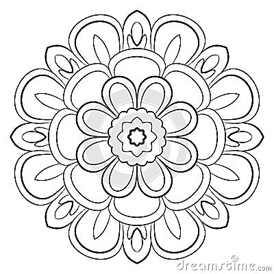 Monochrome mandala. A repeating pattern in the circle. A beautiful image for scrapbook. Vector Illustration