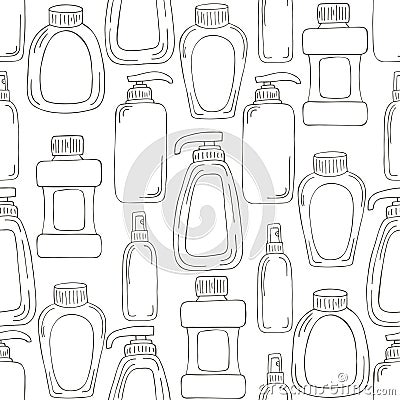 Monochrome medical seamless pattern. Coloring pages, black and white Vector Illustration