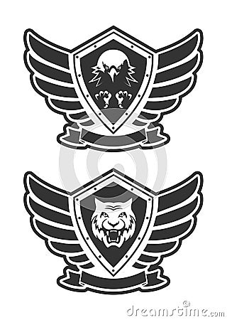 Monochrome military unit logo. Vector Illustration