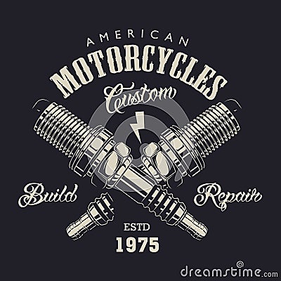 Monochrome motorcycle service logotype Vector Illustration