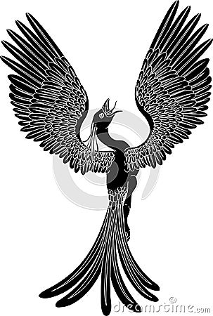 Monochrome phoenix Vector Illustration