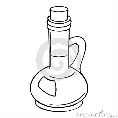 Monochrome picture, glass jug for oil, wine, vector illustration in cartoon style Vector Illustration