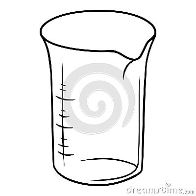 Monochrome picture, Glass measuring cup with divisions, vector illustration in cartoon style Vector Illustration