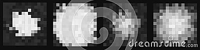 Monochrome Pixelate Censor Blur Effects Set for Pixel-Based Censorship and Visual Masking Uses. Vector Illustration. Stock Photo
