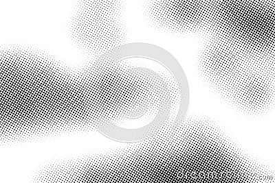 Monochrome printing raster, abstract vector halftone background. Black and white texture of dots. Vector Illustration