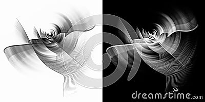 Monochrome propellers with differently curved blades on white and black backgrounds. Graphic design elements set. Logo, sign Cartoon Illustration