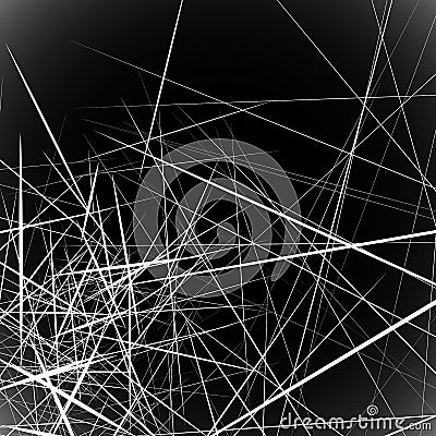 Monochrome random chaotic edgy lines abstract artistic pattern Vector Illustration
