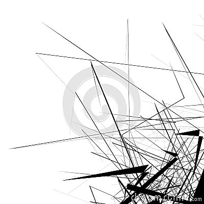 Monochrome random chaotic edgy lines abstract artistic pattern Vector Illustration