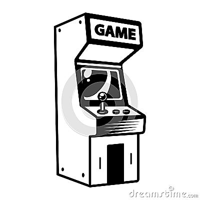 Monochrome retro arcade game machine concept Vector Illustration