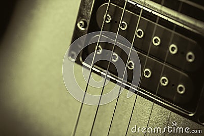 Monochrome retro image of a guitar pickup Stock Photo