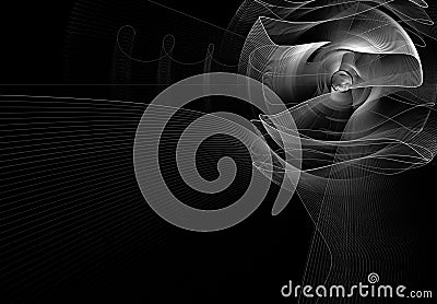 Monochrome rotating abstract fractal Stock Photo