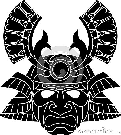 Monochrome samurai mask Vector Illustration