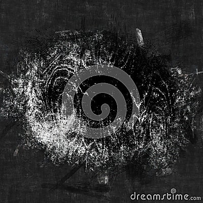 Monochrome scratch abstract engrave grunge background with brush strokes. Dust overlay distress texture. Dirty splattered design e Stock Photo