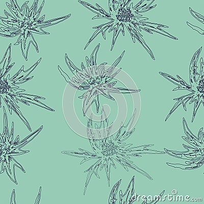 Monochrome seamless blooming, floral pattern. Vector Illustration