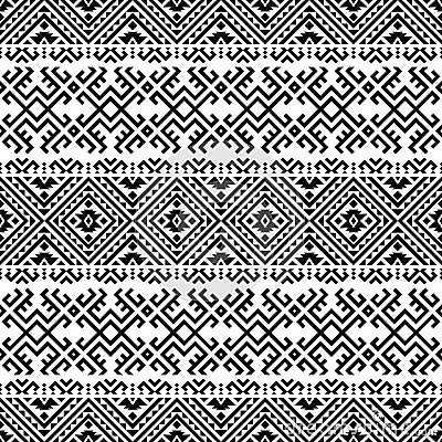 Monochrome Seamless Etnic Pattern background Vector Illustration