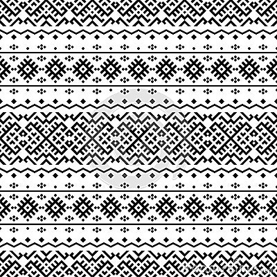 Monochrome Seamless Etnic Pattern background Vector Illustration