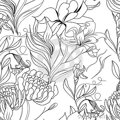 Monochrome seamless pattern Vector Illustration