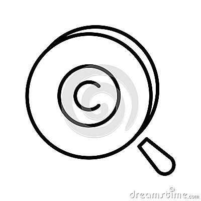 Monochrome search icon vector illustration. Linear magnifying glass scientific researching logo Vector Illustration