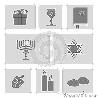 monochrome set with hanukkah symbol icons Vector Illustration