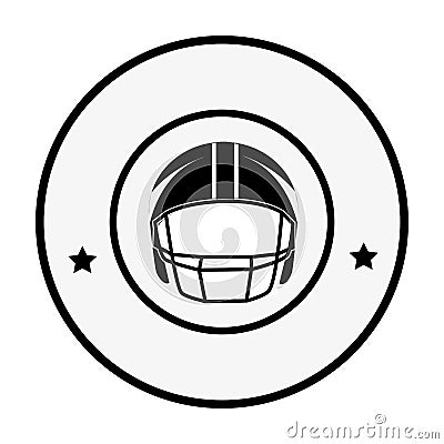 Monochrome silhouette circular frame with american football helmet Vector Illustration