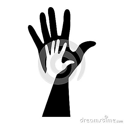 Monochrome silhouette of hand with shadow Vector Illustration