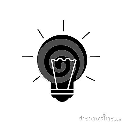 Monochrome silhouette with light bulb Vector Illustration