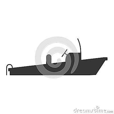Monochrome silhouette with rescue boat Vector Illustration
