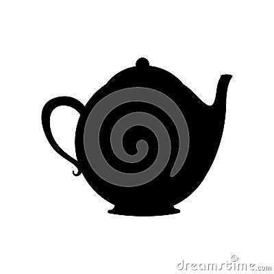 monochrome silhouette with tea kettle Cartoon Illustration