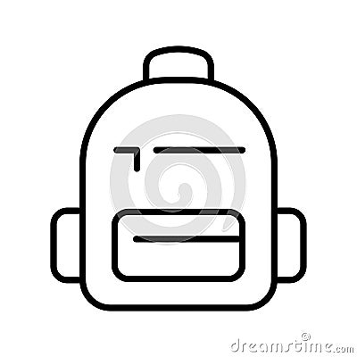 Monochrome simple backpack icon vector illustration. Linear outline knapsack pupil or active travel Vector Illustration